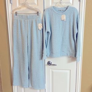 Wonderly Cozy Lounge Set, Light Blue, Large Top, Medium Bottom, New w/ Tags
